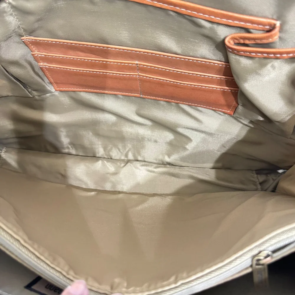 Hartmann‎ Mobile Office Bag Unisex Large Tan Tweed Leather Vintage Rolling
